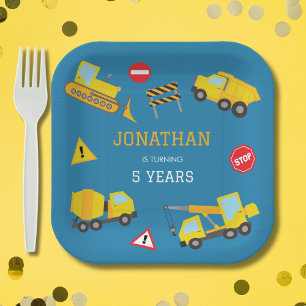 Construction Dump Truck birthday invitation Paper Plate