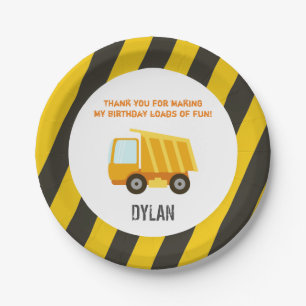 Construction Dump Truck Birthday Paper Plate