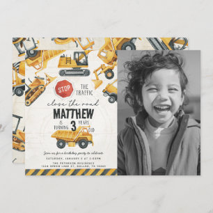 Construction Dump Truck Birthday Party Invitation