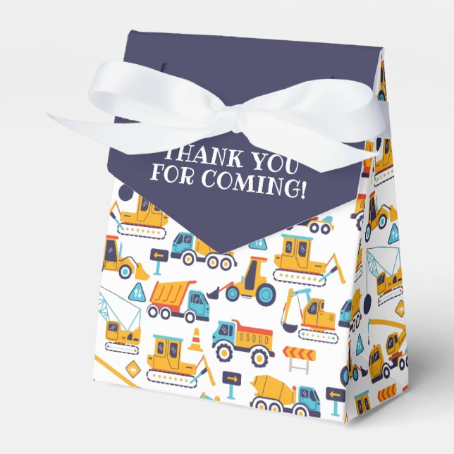 Construction Dump Truck Birthday Thank You Dark Favour Box (Front Side)
