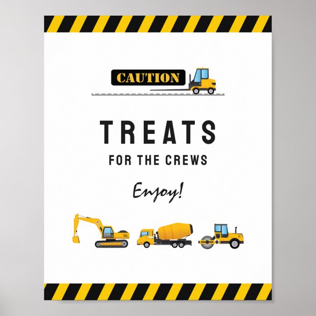 Construction Dump Truck Birthday Treats Food Sign (Front)