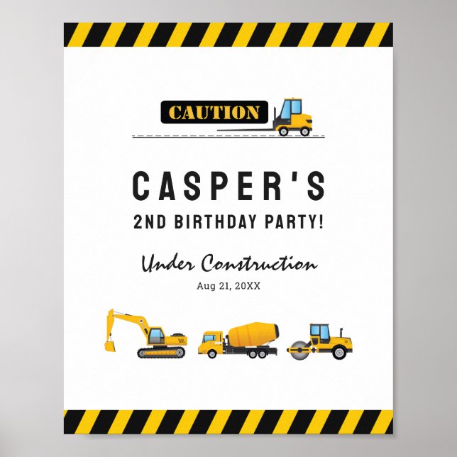 Construction Dump Truck Birthday Welcome Sign (Front)