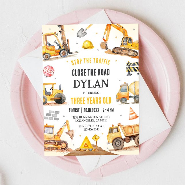 Construction Dump Truck Boy 2nd Birthday Invitation (Creator Uploaded)