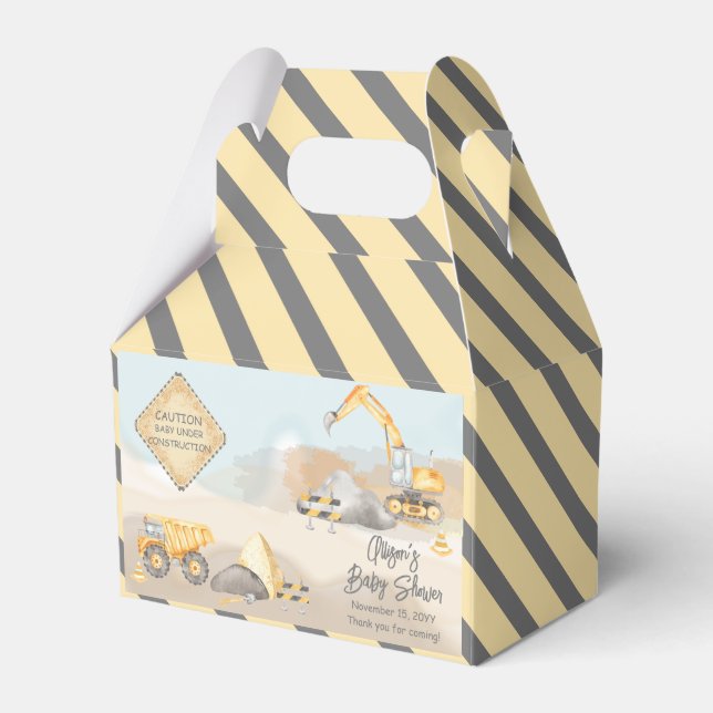 Construction Dump Truck Boy Baby Shower Favour Box (Front Side)