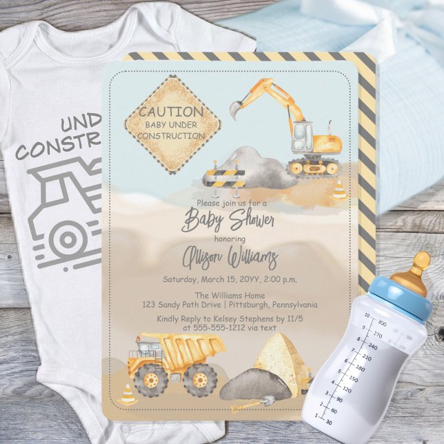 Construction Dump Truck Boy Baby Shower Invitation (Construction Dump Truck Boy Baby Shower Invitation)
