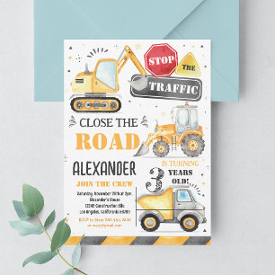Construction Dump Truck Boy Birthday Invitation