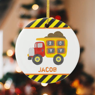 Construction Dump Truck Boy Keepsake Ceramic Tree Decoration