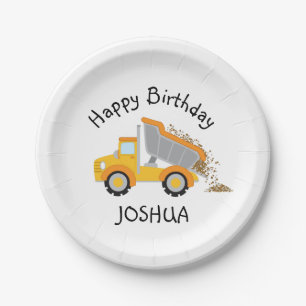 Construction Dump Truck Boys Birthday Paper Plate