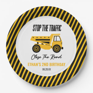 Construction Dump Truck Bulldozer Birthday Party Paper Plate