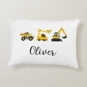 Construction Dump Truck, Crane & Excavator Decorative Cushion
