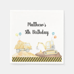 Construction Dump Truck Digger Birthday Napkin