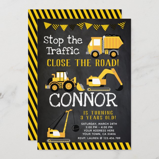 Construction, Dump Truck Invitation (Front/Back)