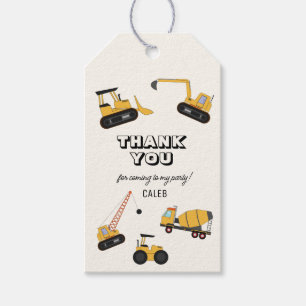 Construction Dump Truck Kids Birthday Gift Tags