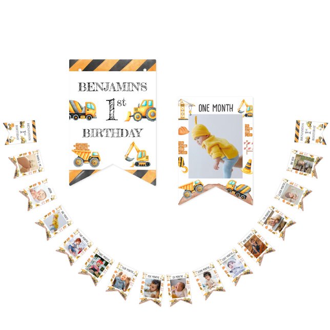 Construction Dump Truck Kids Boy's 1st Birthday Bunting (Creator Uploaded)