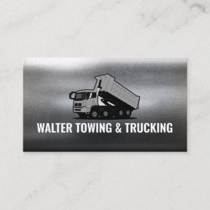 Construction Dump Truck Metallic Business Card