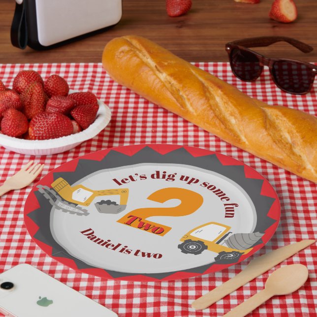 Construction Dump Truck Paper Plate (Picnic)