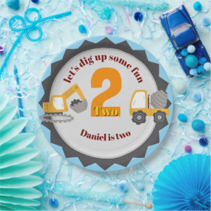 Construction Dump Truck Paper Plate