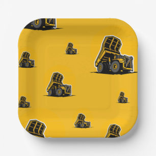 Construction Dump Truck Paper Plate