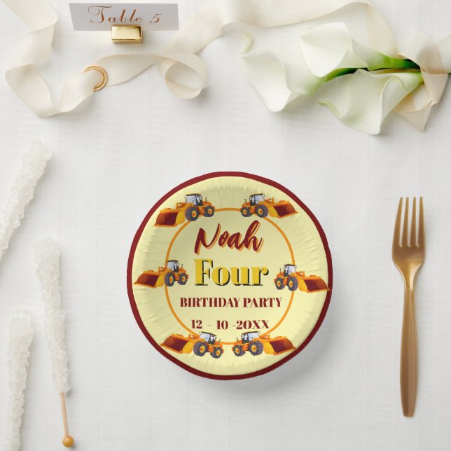 Construction Dump Truck Paper Plate (Wedding)