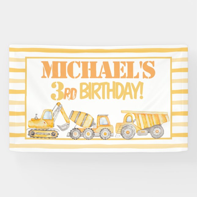 Construction Dump Truck Party Backdrop Banner (Horizontal)
