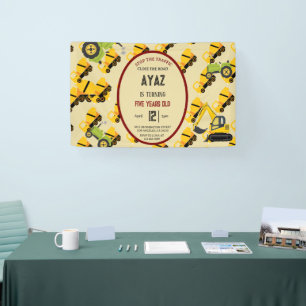 Construction Dump Truck Party Boy Birthday Banner