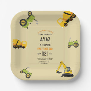 Construction Dump Truck Party Boy Birthday Paper Plate
