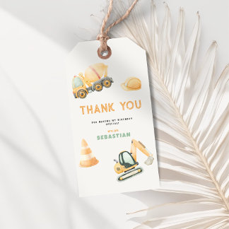 Construction Dump Truck Party Favor Tags