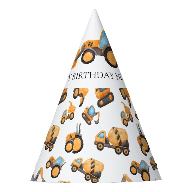 Construction Dump Truck Party Pattern Hat (Front)