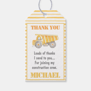 Construction Dump Truck Party Tag