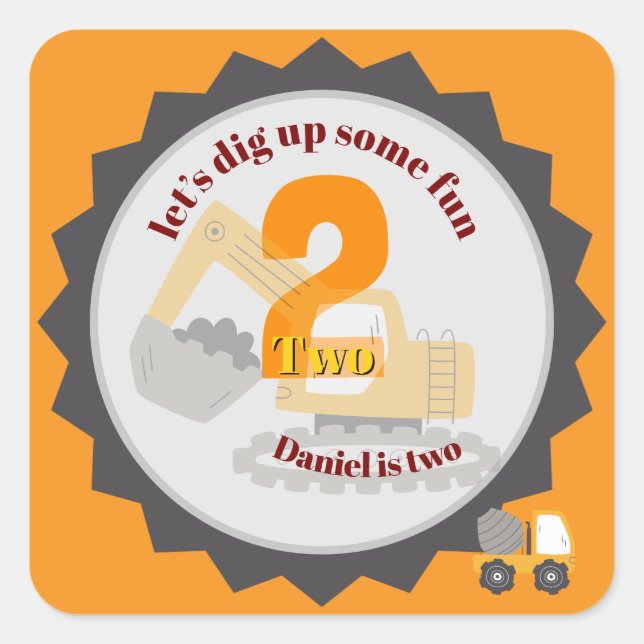 Construction Dump Truck Square Sticker (Front)