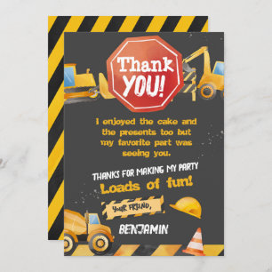 Construction, Dump Truck Thank You Card