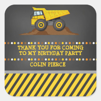 Construction Dump Truck Thank You Favour Sticker