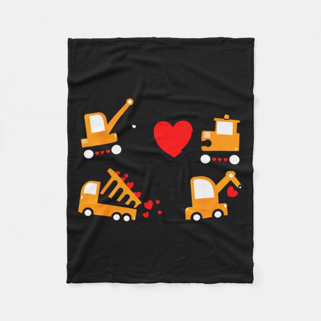 Construction Dump Truck Valentines Day Of Lover Ki Fleece Blanket (Front)