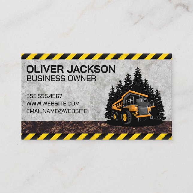 Construction Dump Truck Vehicle Business Card (Front)