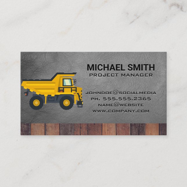 Construction Dump Truck Vehicle | General Contract Business Card (Front)