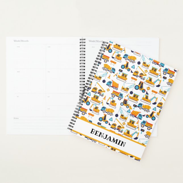 Construction Dump Truck Vehicles Personalised Kids Planner (Display)