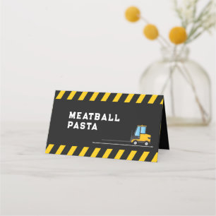 Construction Dump Trucks Food Tent Both Sides Place Card