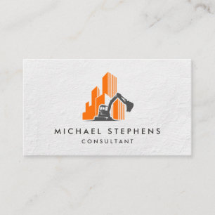 Construction   Earth Mover   Commercial Building Business Card