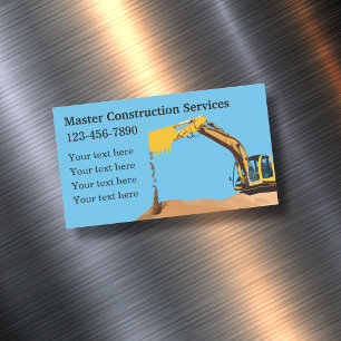 Construction Earth Moving Services Magnetic Business Card