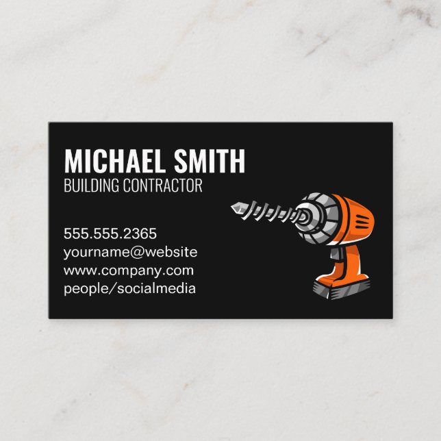 Construction Electric Drill Business Card (Front)