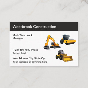 Construction Equipment Rental New Business Card