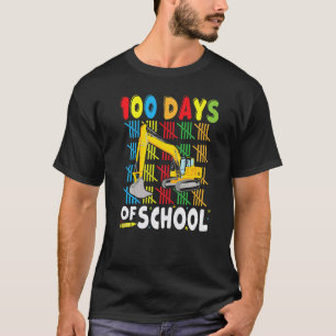 Construction Excavator 100 Days Of School Teachers T-Shirt