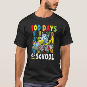 Construction Excavator 100 Days Of School Teachers T-Shirt