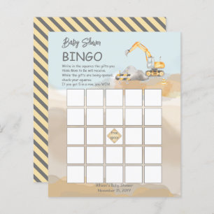 Construction Excavator Boy Baby Shower Bingo Card