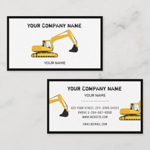 Construction Excavator Contractor Business Card