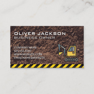 Construction   Excavator   Dirt Business Card