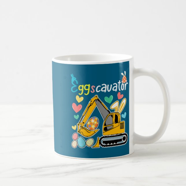 Construction Excavator Easter Day Egg Hunt For Boy Coffee Mug (Right)