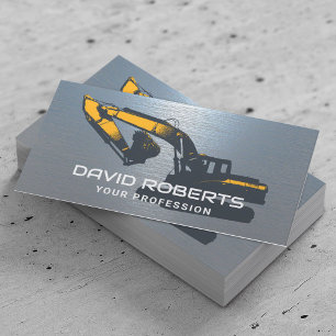 Construction Excavator Operator Blue Metal Business Card