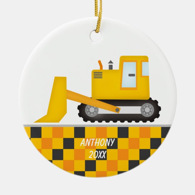 Construction Excavator  Personalized  Ornament (Front)