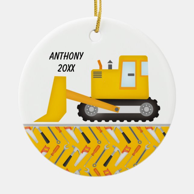 Construction Excavator  Personalized  Ornament (Front)
